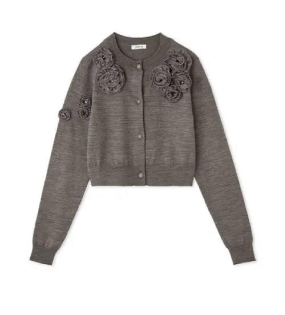 新品　フレイ アイディー] 3Dフラワーカーディガン