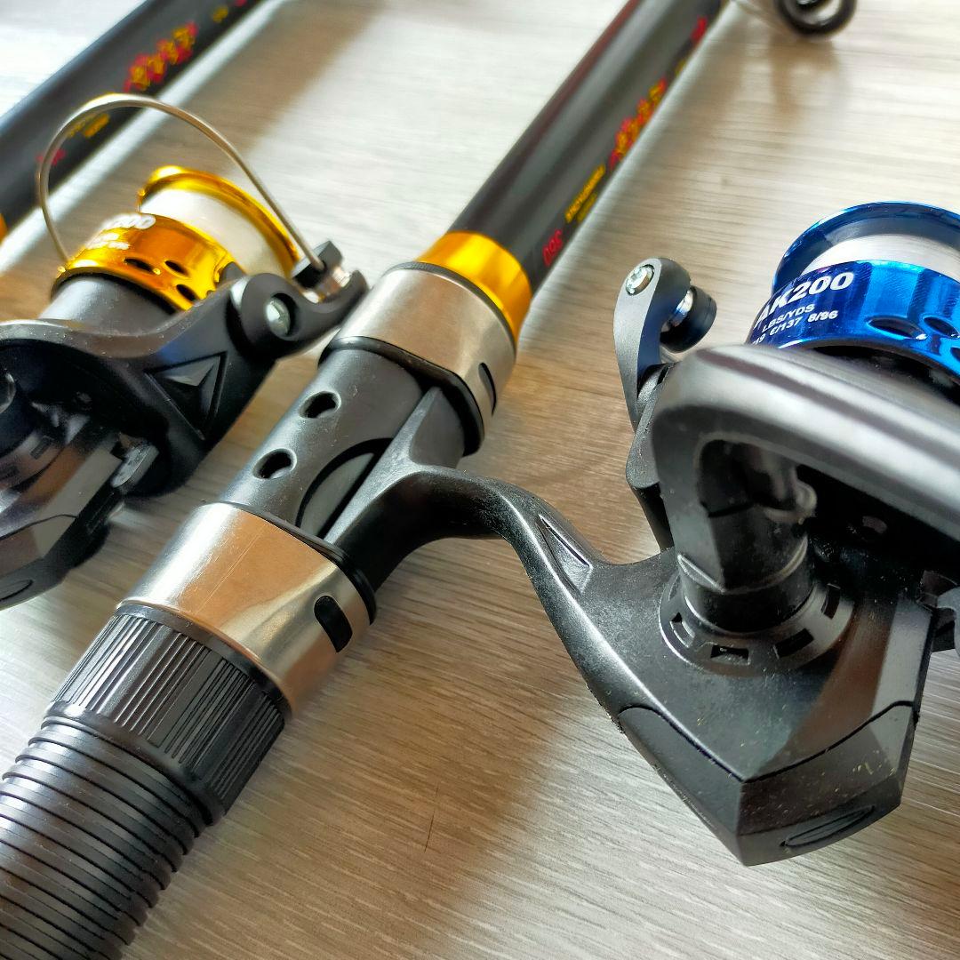 遠投竿 リール付き　３セット　3.6m 投げ釣リ 遠投釣り　遠投カゴ　紫色