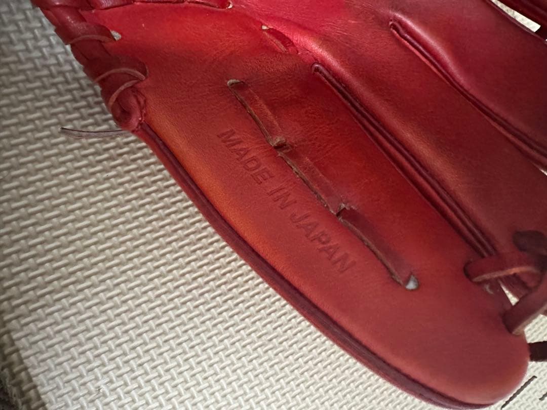 プロ支給品グローブ赤 ザナックス硬式野球グローブ 43刺繍有り