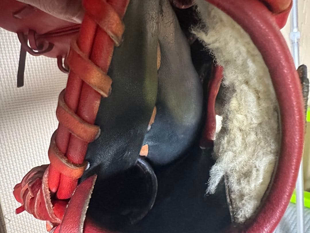 プロ支給品グローブ赤 ザナックス硬式野球グローブ 43刺繍有り