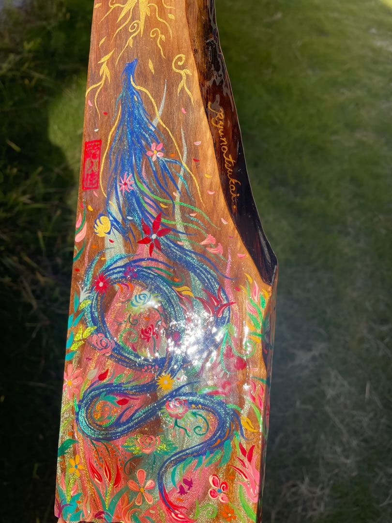 開運絵画 煌びやかな花龍 一点物 アクリル画 龍神 置き物 龍ノツカイ