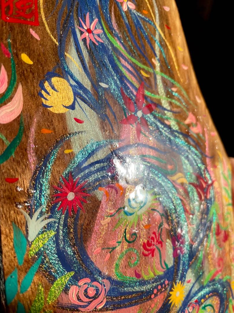 開運絵画 煌びやかな花龍 一点物 アクリル画 龍神 置き物 龍ノツカイ