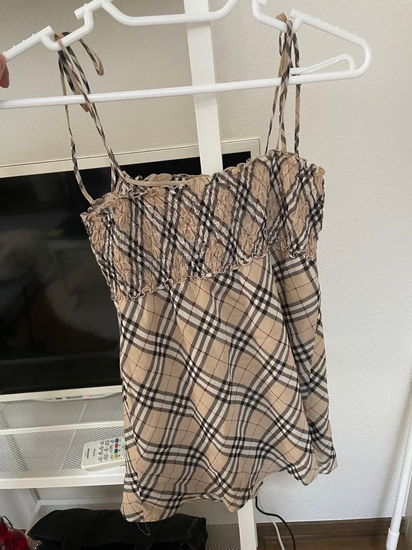 希少バーバリーブルーレーベルキャミソール　バーバリーノヴチェックy2kリバイバル
