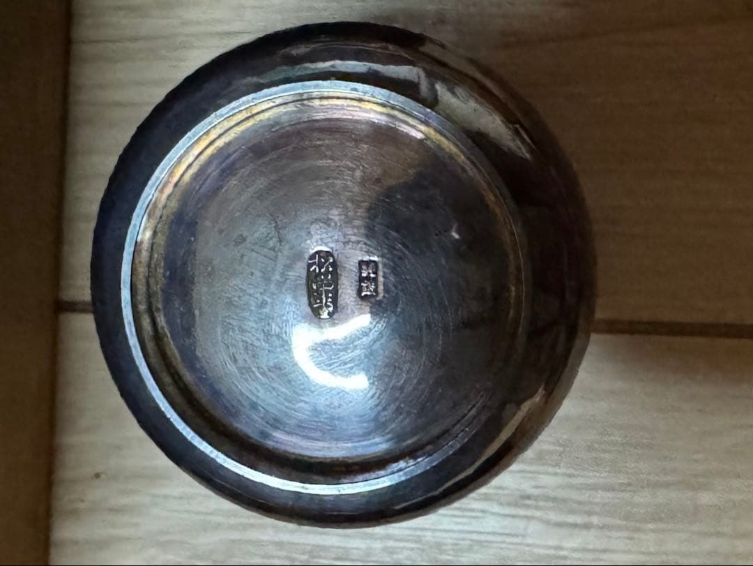 銀製 湯器 お猪口 木箱付き 夫婦湯呑み シルバー アンティーク
