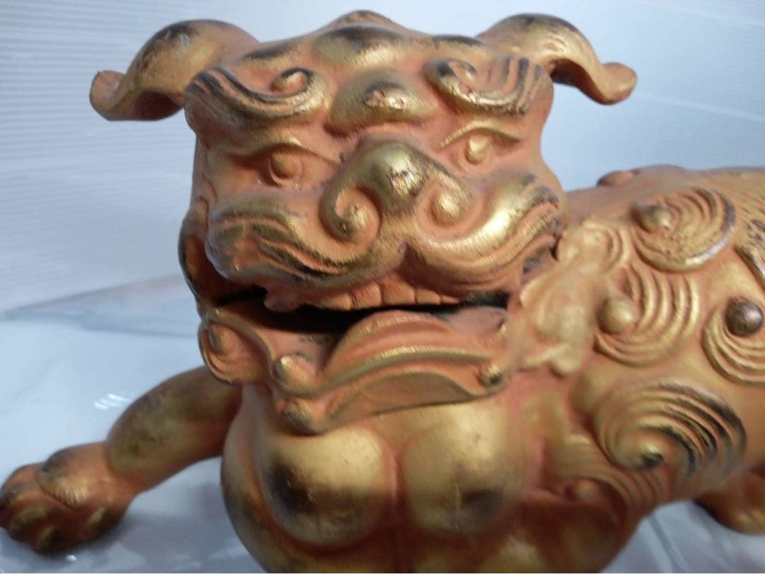 ぼたん獅子 唐獅子牡丹 城峰作 置物 縁起物 骨董品 最強の守護と富貴