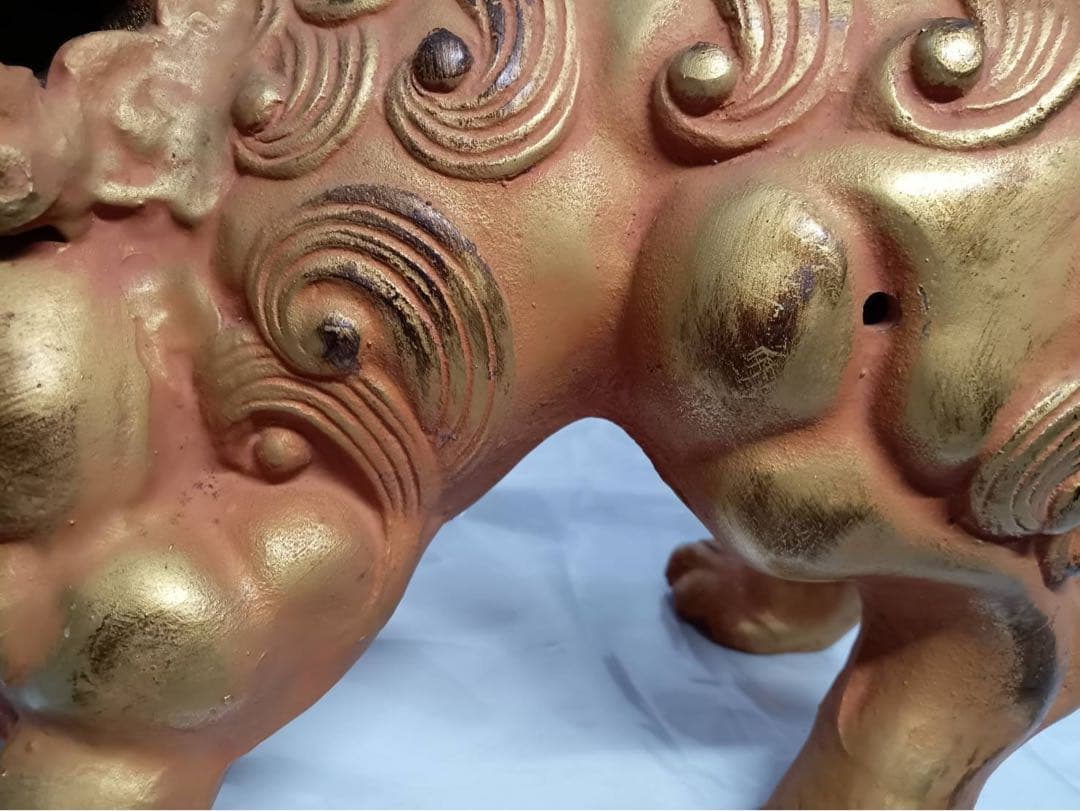 ぼたん獅子 唐獅子牡丹 城峰作 置物 縁起物 骨董品 最強の守護と富貴