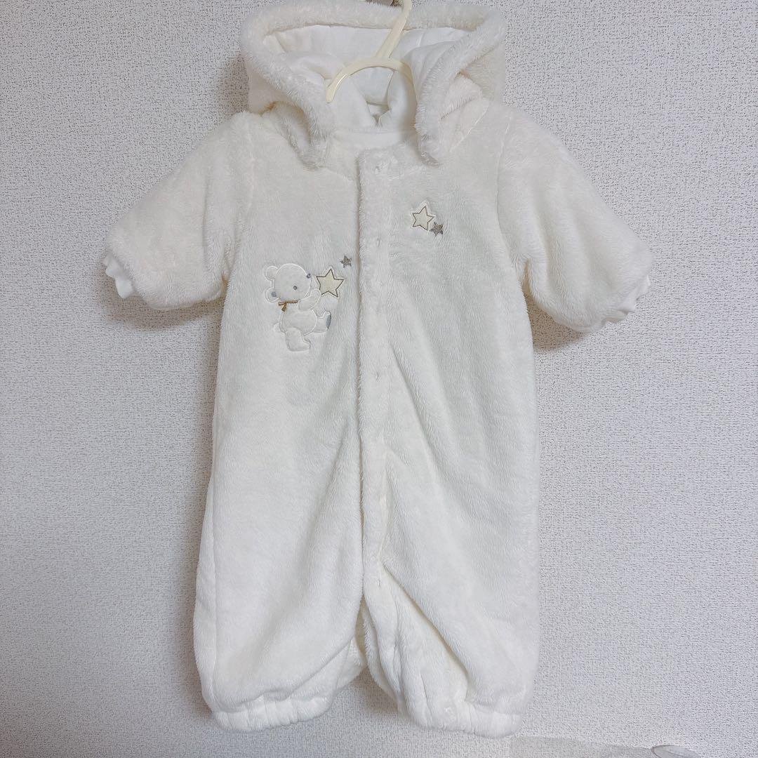 【新品同様】ファミリア　ジャンプスーツ　おくるみ　ファー