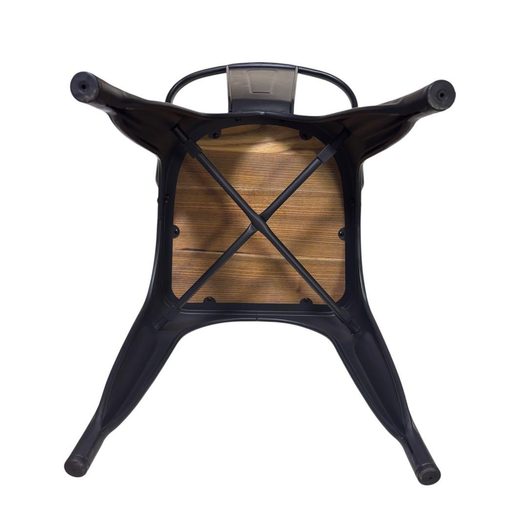 メタルチェア ウッド スタッキング ブルックリン インダストリアル　4脚セット