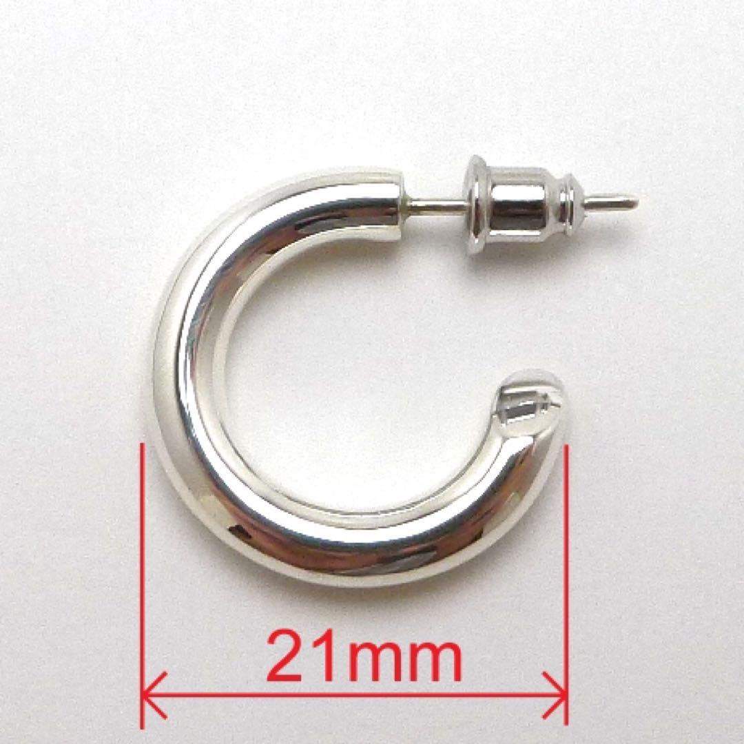 ペア太さ4ｍｍ　ハンドメイド　シルバー925　フープピアス