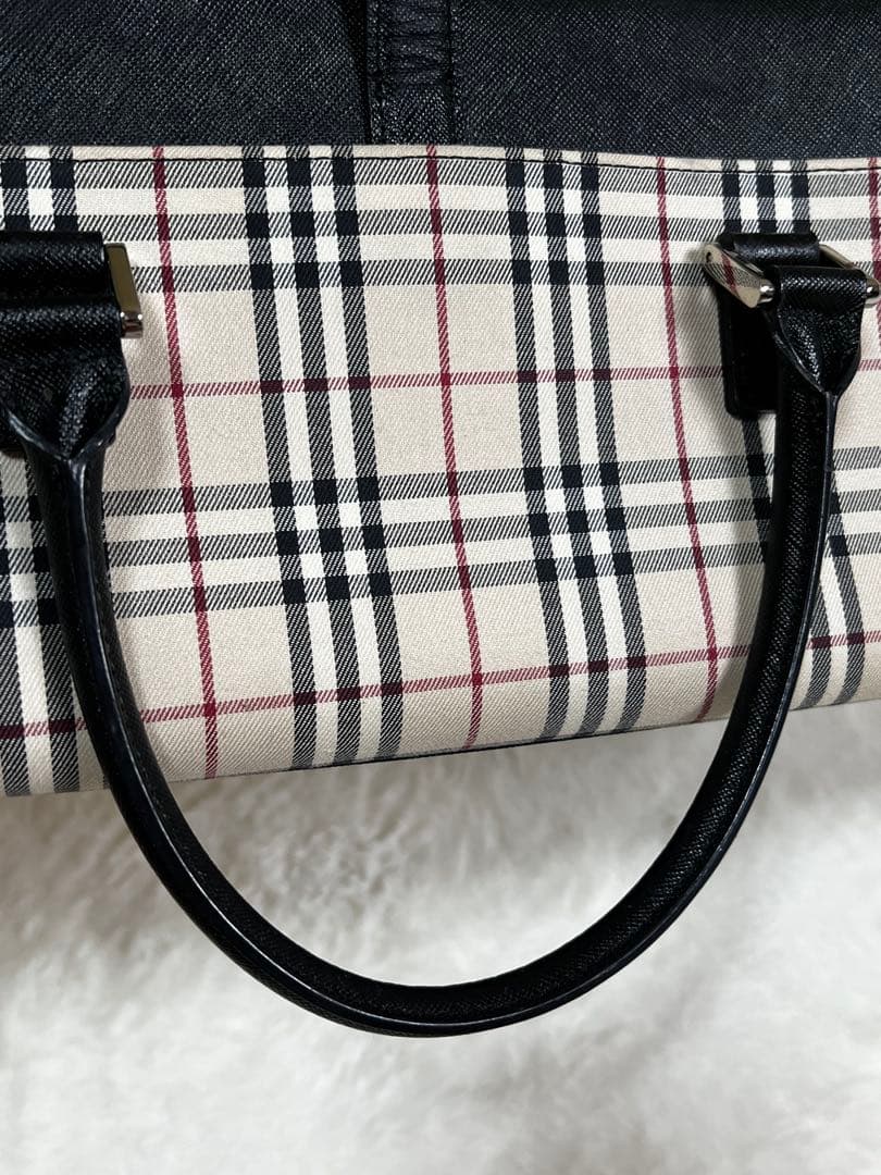 美品　バーバリー　BURBERRY　ハンドバッグ　スクエア　ノバチェック　ベルト