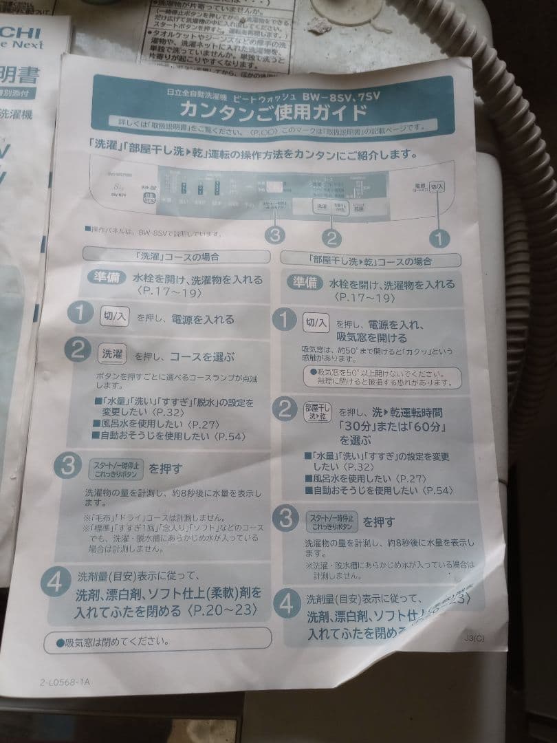 HITACHI 自動洗濯機 BW-8SV