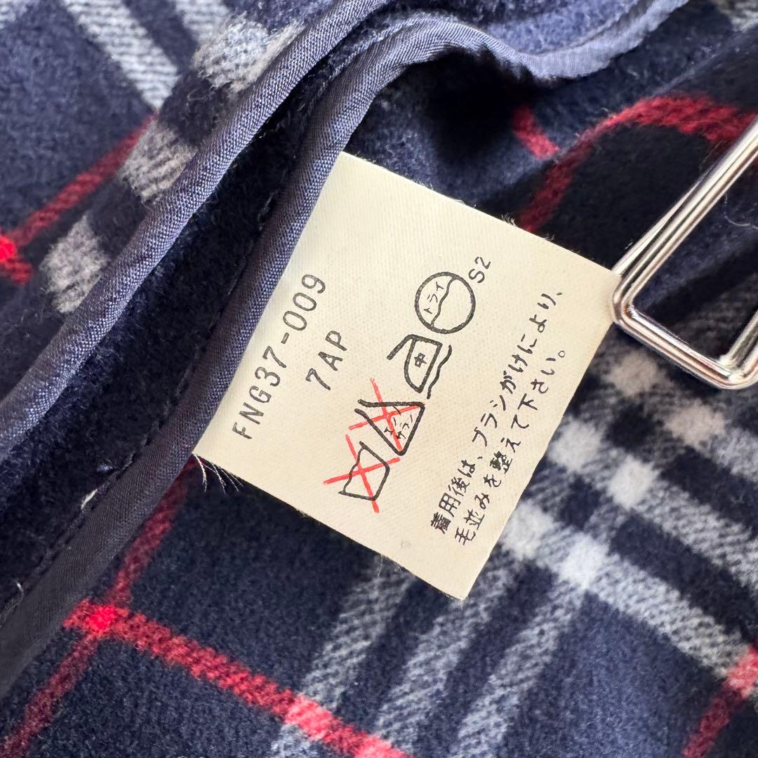 バーバリーズ　コート　ダブルフェイス　ノバチェック　カシミヤ混　7　紺　金ボタン