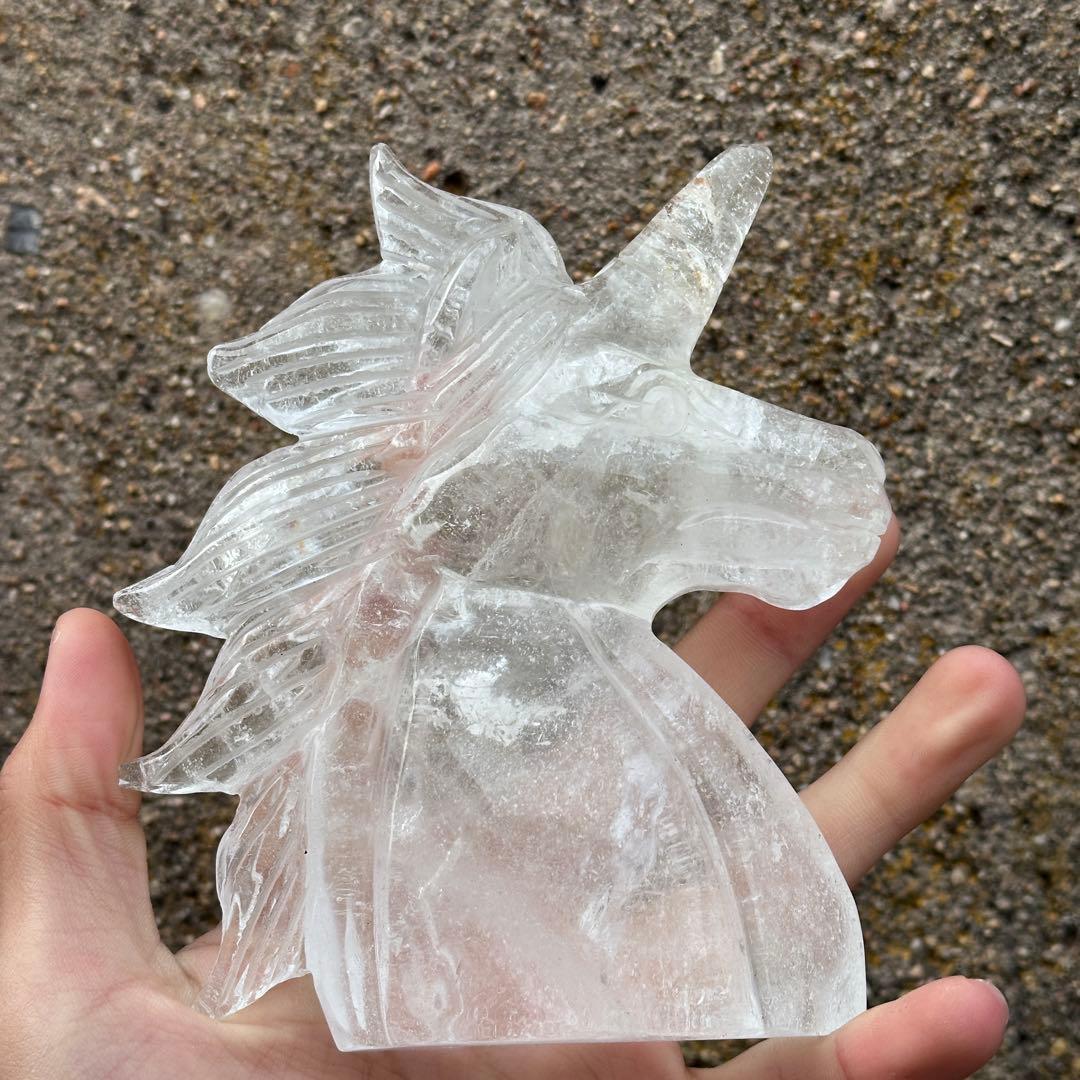 天然石水晶のユニコーン　置物　ご購入前に在庫確認必要G.179