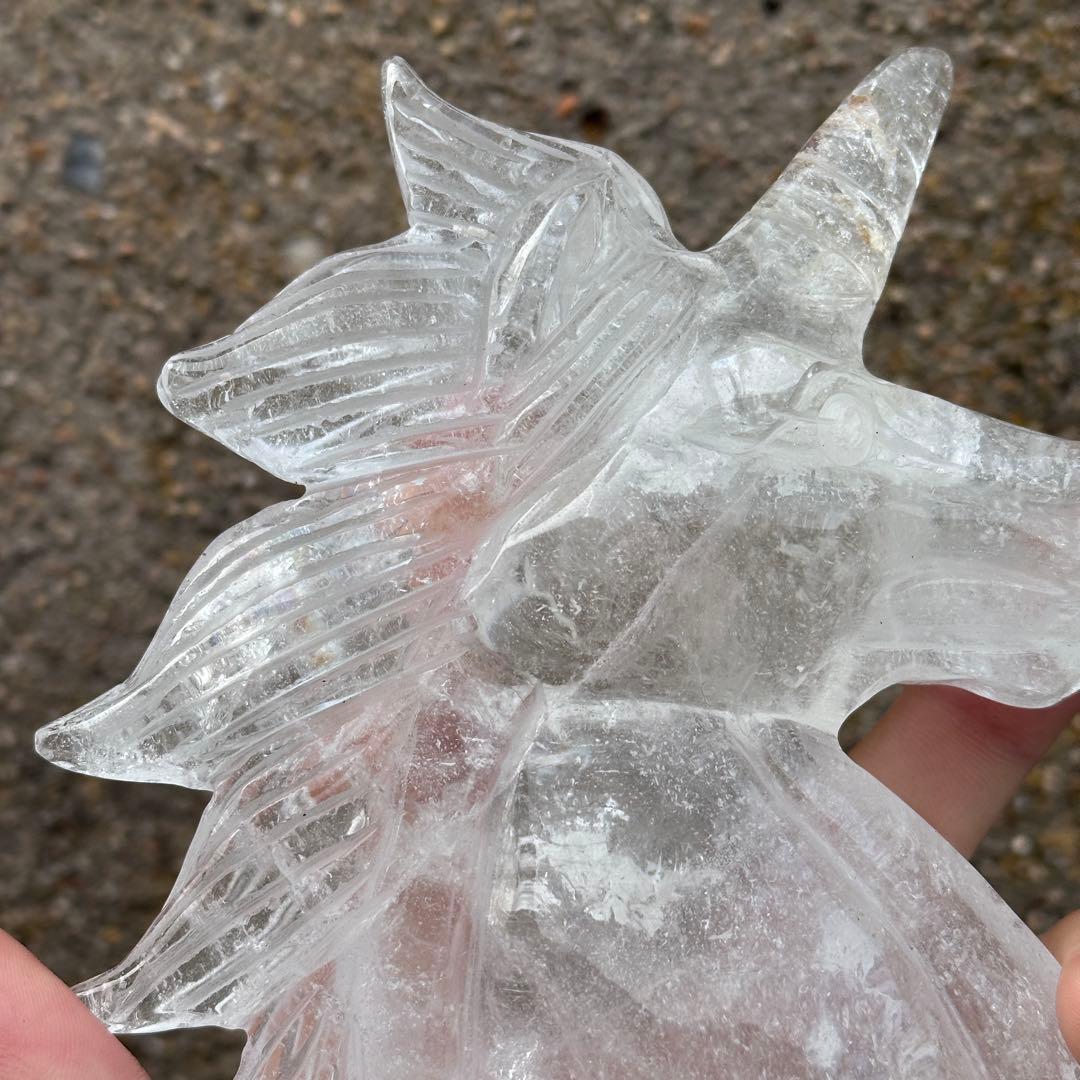 天然石水晶のユニコーン　置物　ご購入前に在庫確認必要G.179