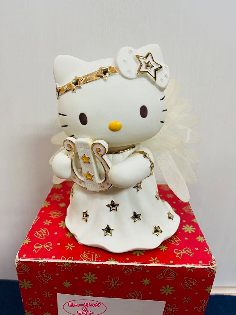【新品未使用】ハローキティ　ファイバー　天使ドール　ライト　陶器　レトロ