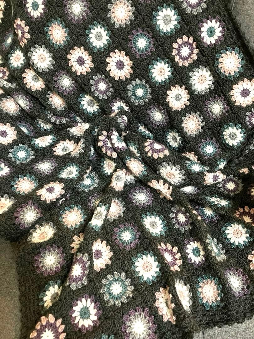 手編みブランケット　マルチカバー　ベッドカバー