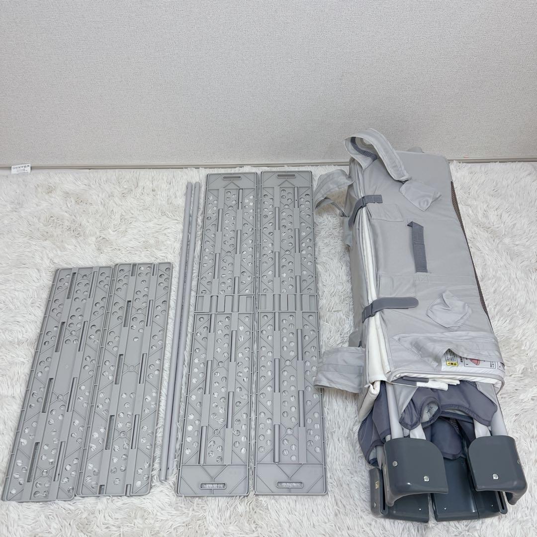 【美品】アップリカ　ココネルエアーAB ベビーベッド　グレーベアー