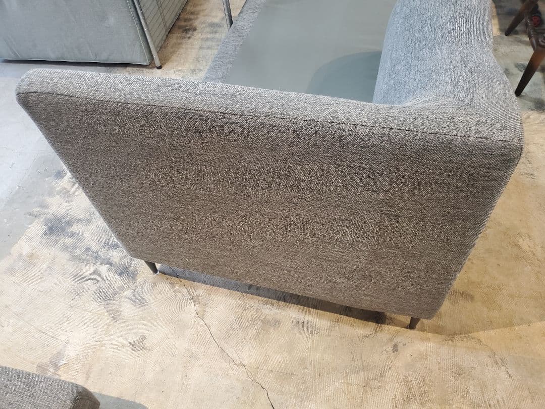 カウチソファ　布張り　グレー