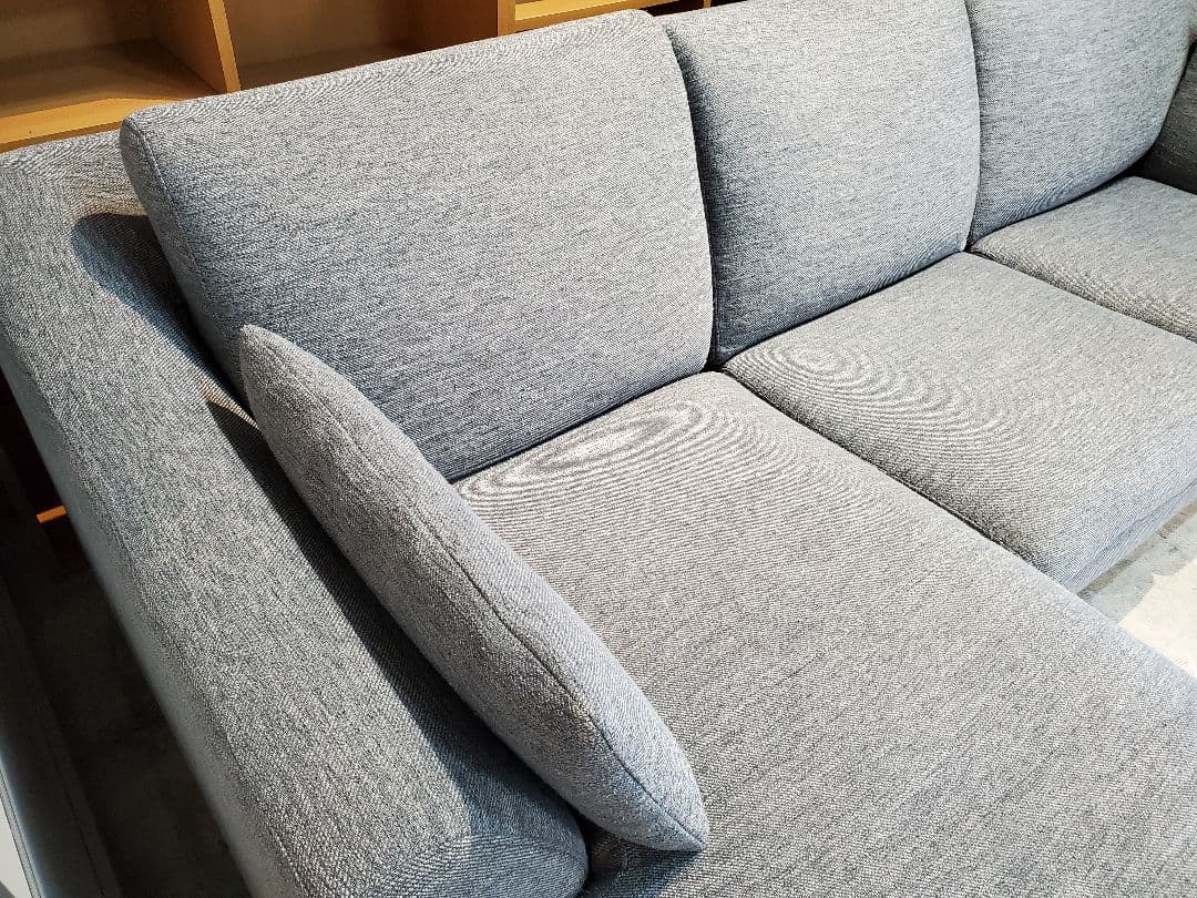 カウチソファ　布張り　グレー