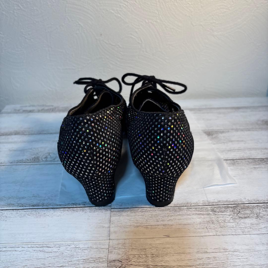 黒 スパンコール付き ダンスシューズ 女性用