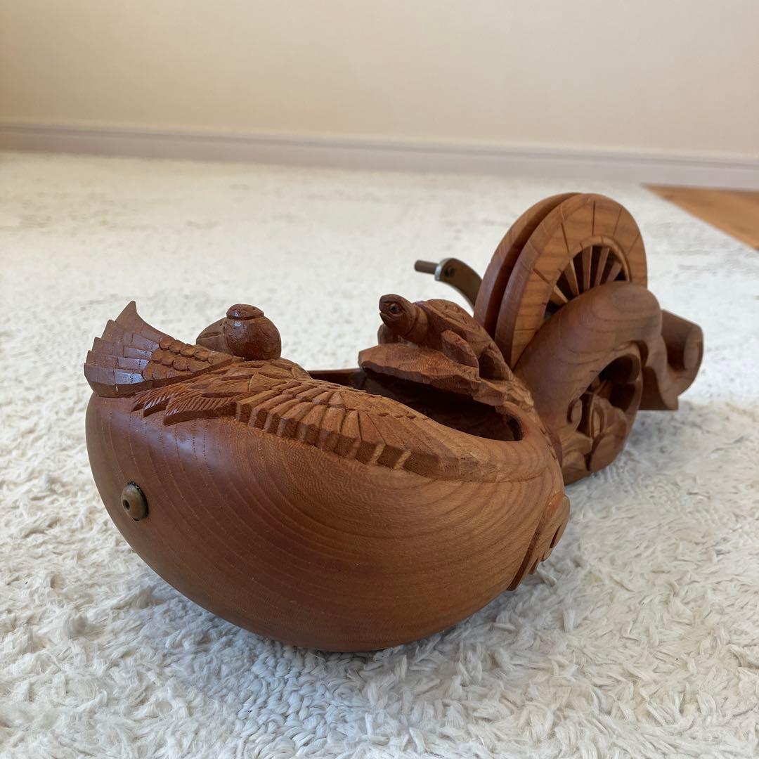 墨壺 坪辰作 欅 鶴亀 大工道具 工芸品 墨壷 墨つぼ すみつぼ けやき ケヤキ