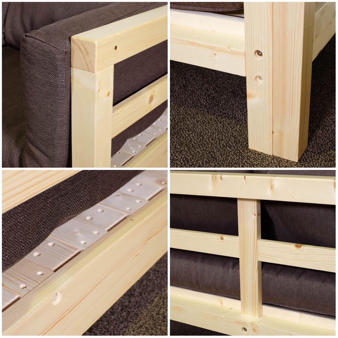 B 新品 北欧 パイン材 ソファベッド ブラウン すのこベッド ソファ ベッド