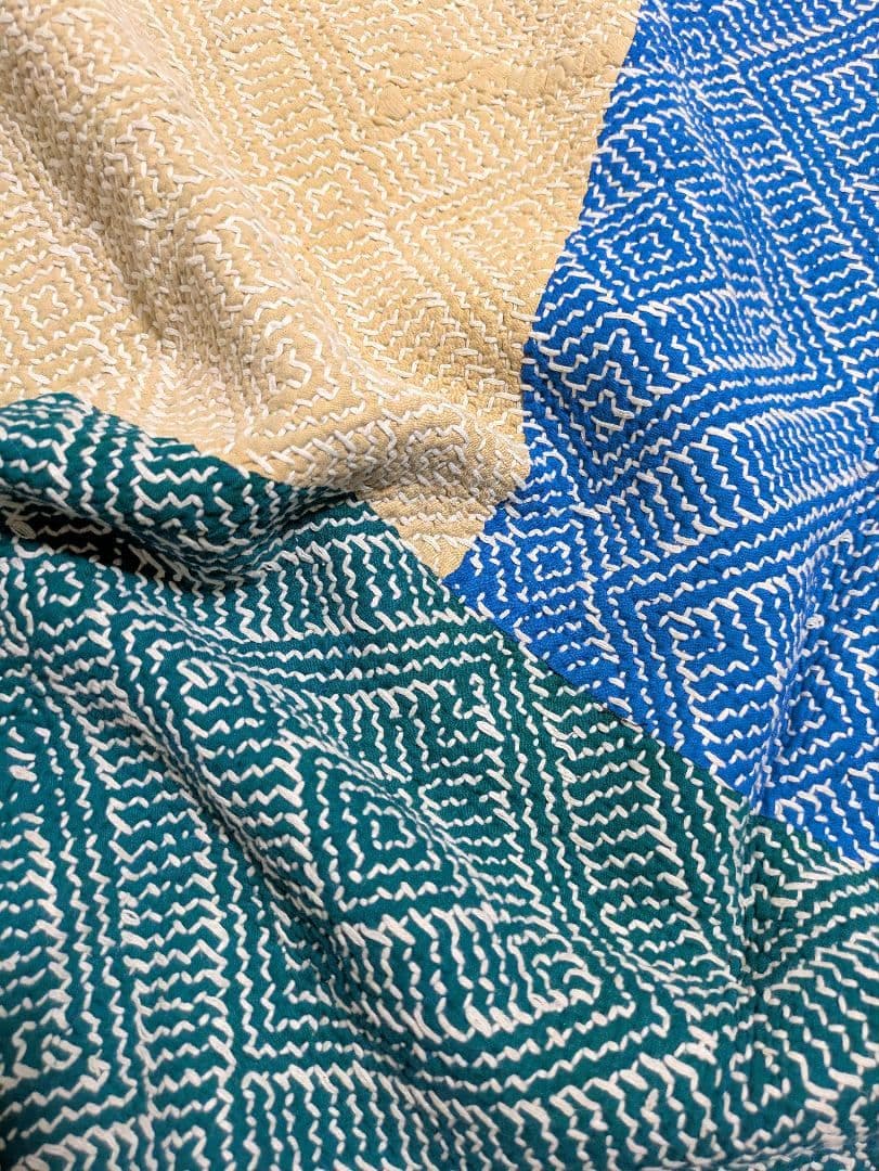 #187 ヴィンテージ ラリーキルト / カンタキルト カバー 厚手 希少 青