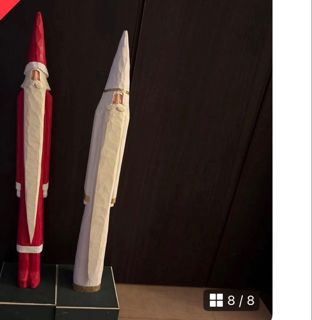 ⭐︎クリスマス⭐︎イソベサンタ　サンタ木彫りオブジェ　Lサイズ　白