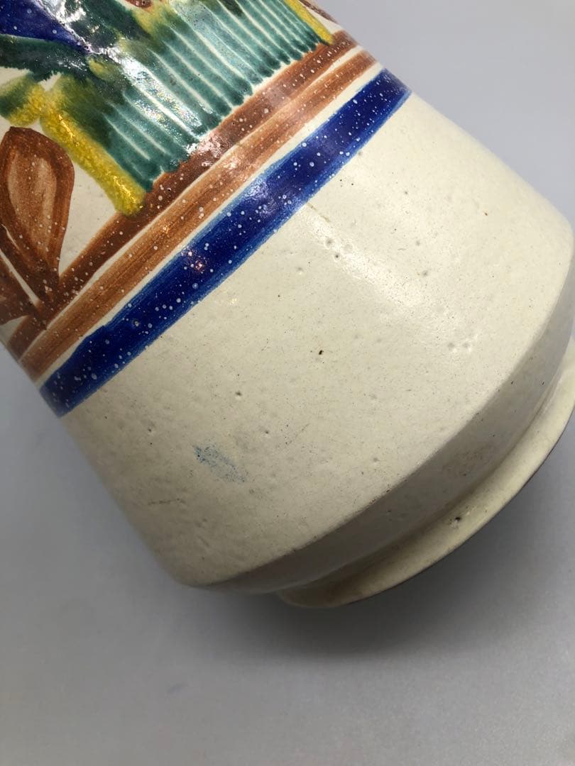 メキシコグアナファト焼ボタニカル柄ビンテージ花瓶陶器三越デパート直輸入伝統工芸品