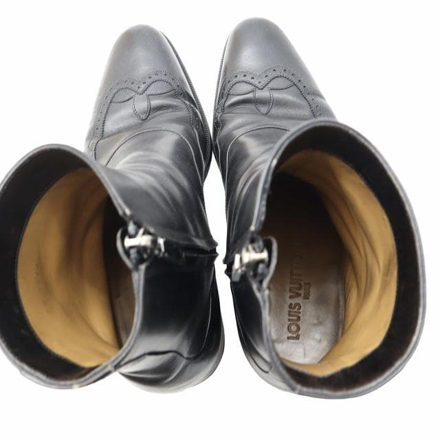 ルイヴィトン レザー サイドジップ ウィングチップ ブーツ 26cm