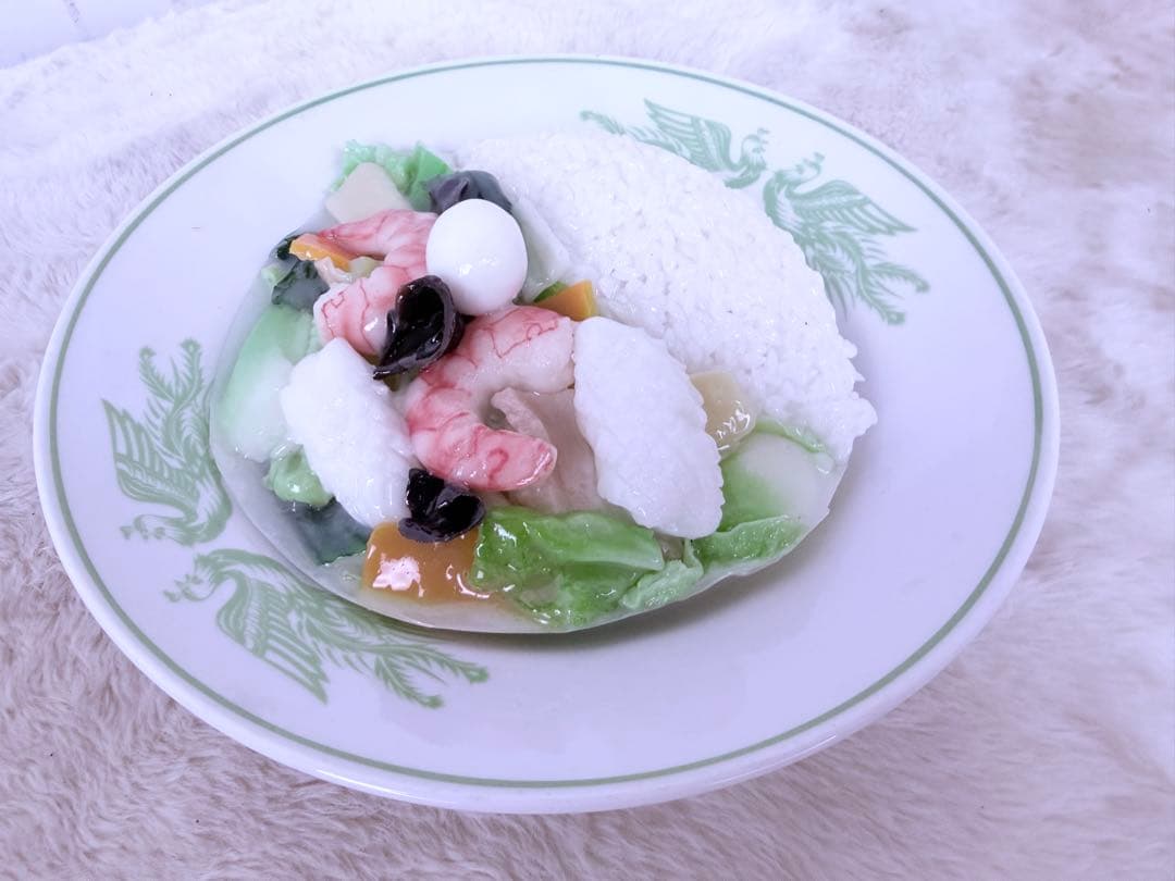 昭和レトロ 海鮮うま煮丼 食品サンプル 中華料理 町中華 直径約23.5cm