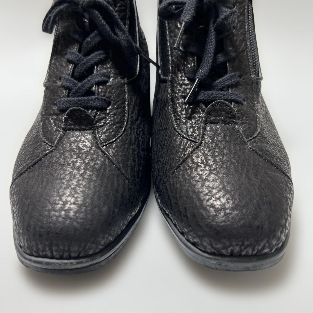 エクセルヒューマン・ブラックハイカットシューズ・本革・２１.5CM