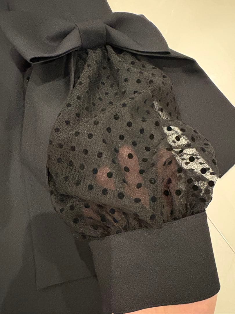 ルネ Rene 黒リボンドットブラウス 美品