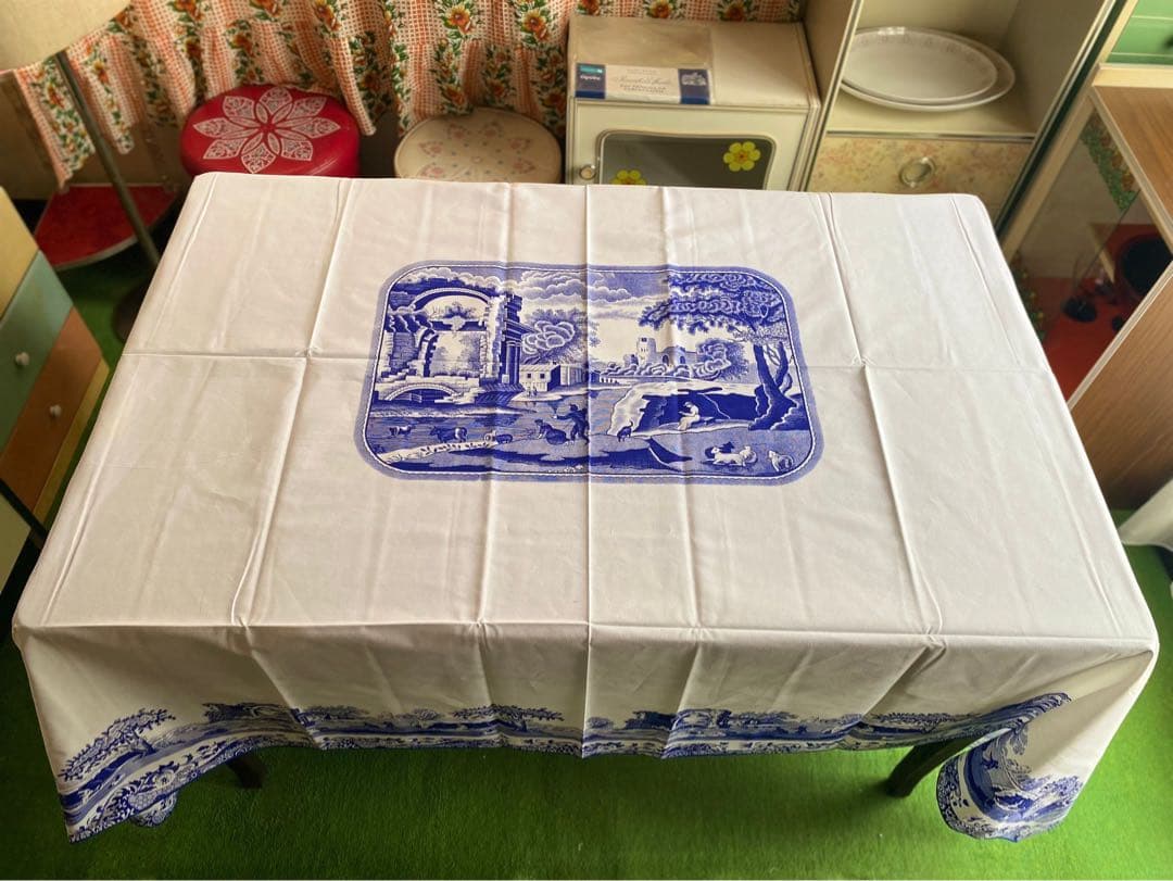 にな＊希少 新品 未使用 SPODEスポードブルーイタリア テーブルクロス