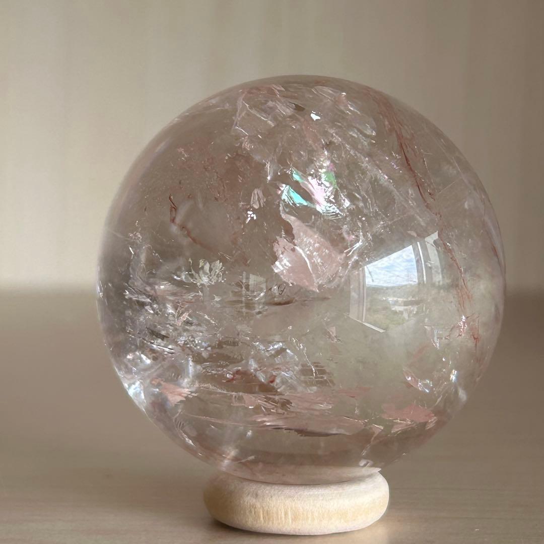 ピンククォーツ ピンクアゼツライト スフィア 天然石 置物