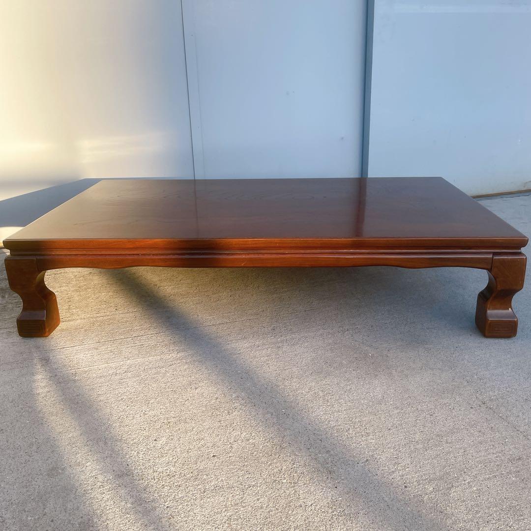 唐木家具 彫刻 花梨家具 木製座卓 ダークブラウン 和室 アンティーク①