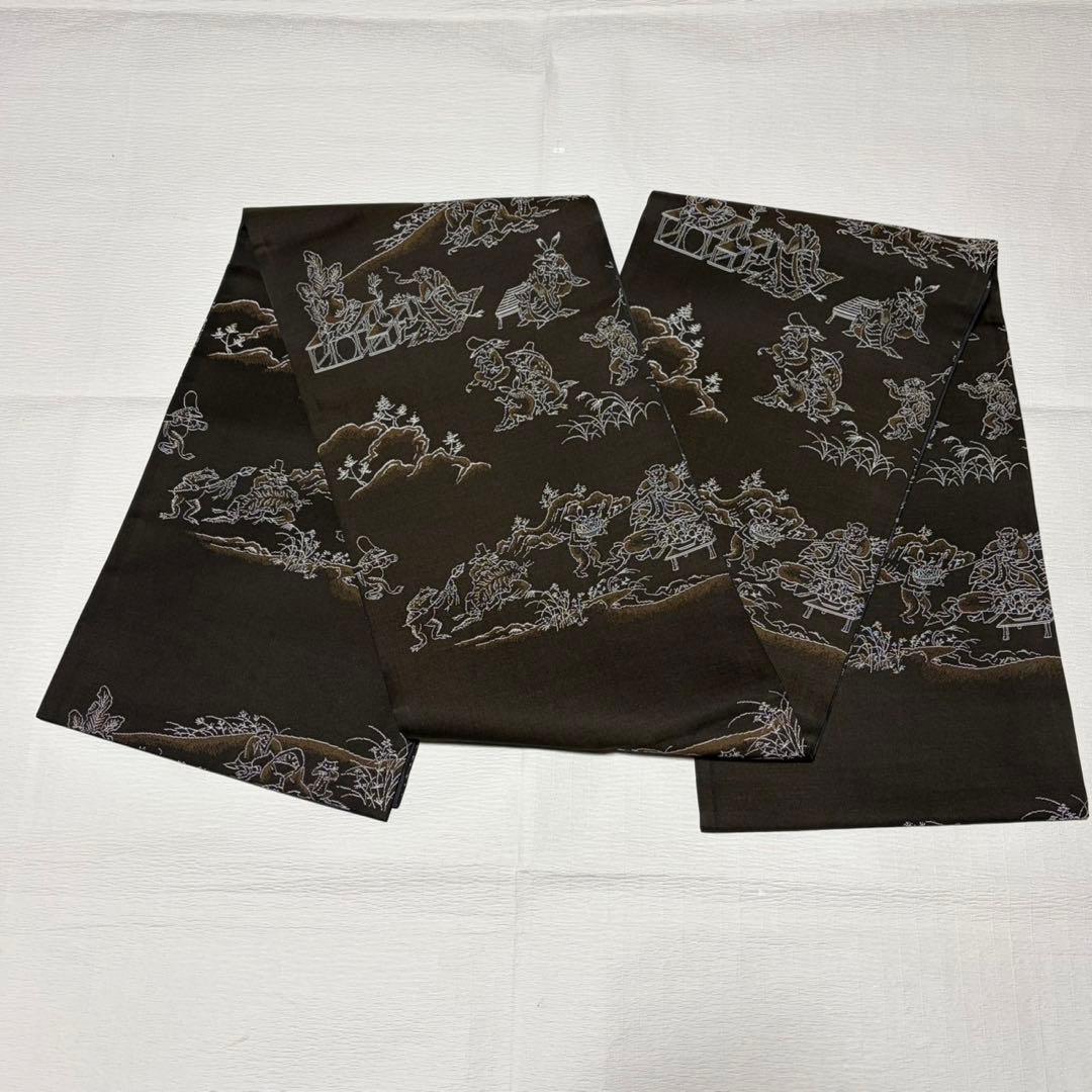 sakura　袋帯　全通　両面織　正絹　「鳥獣戯画」 新品　極美品