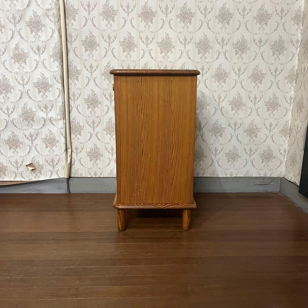 【アンティーク】木製 パイン材 電話台 サイドチェスト 収納棚 古家具 古民家