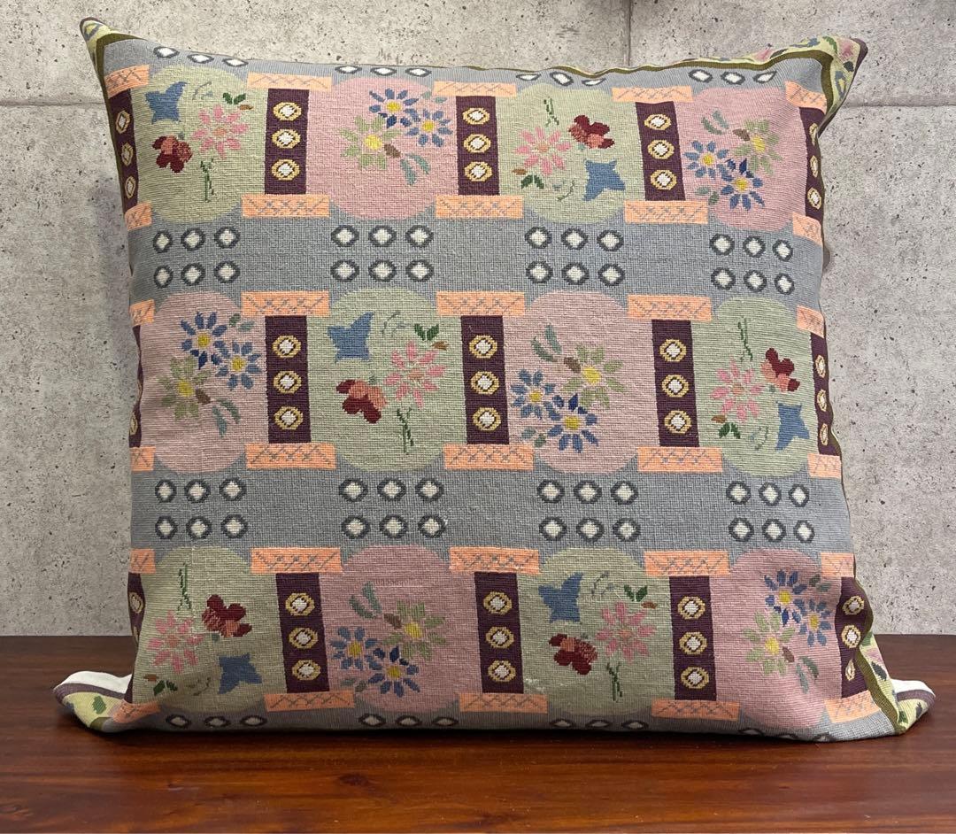 クッションカバー フランスヴィンテージ 刺繍のリメイク 手刺繍 France