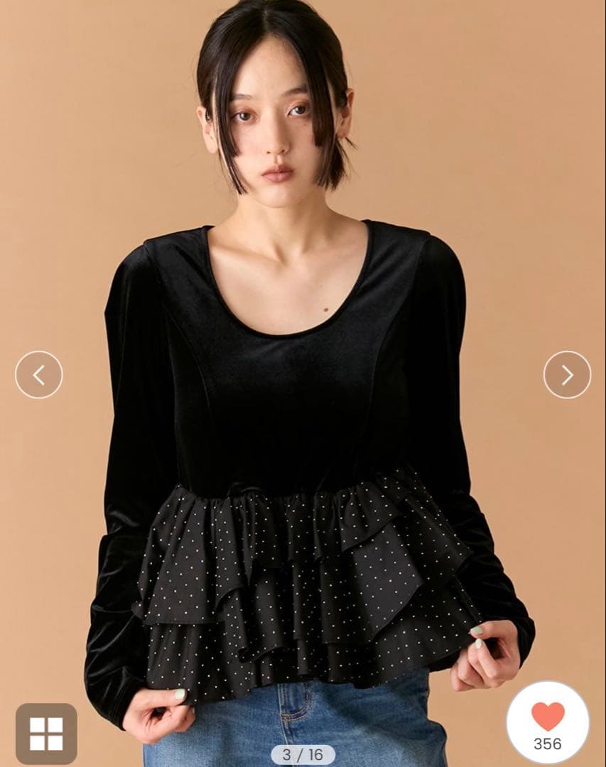 ベロアペプラムフリルトップス LILY BROWN リリー ブラウン