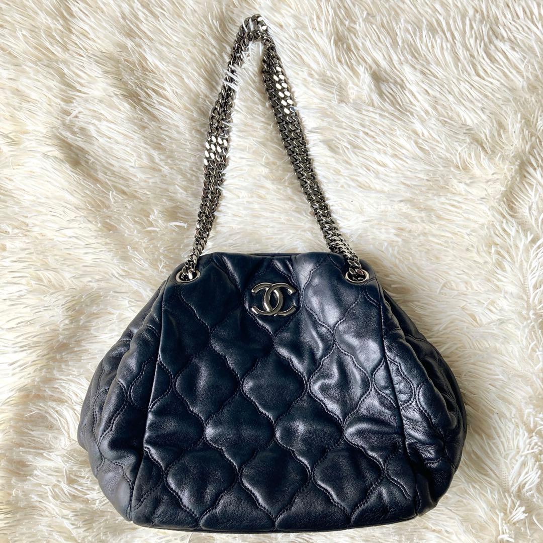 24万→CHANEL■ココ マトラッセ 2wayチェーンショルダーバッグ■黒×銀