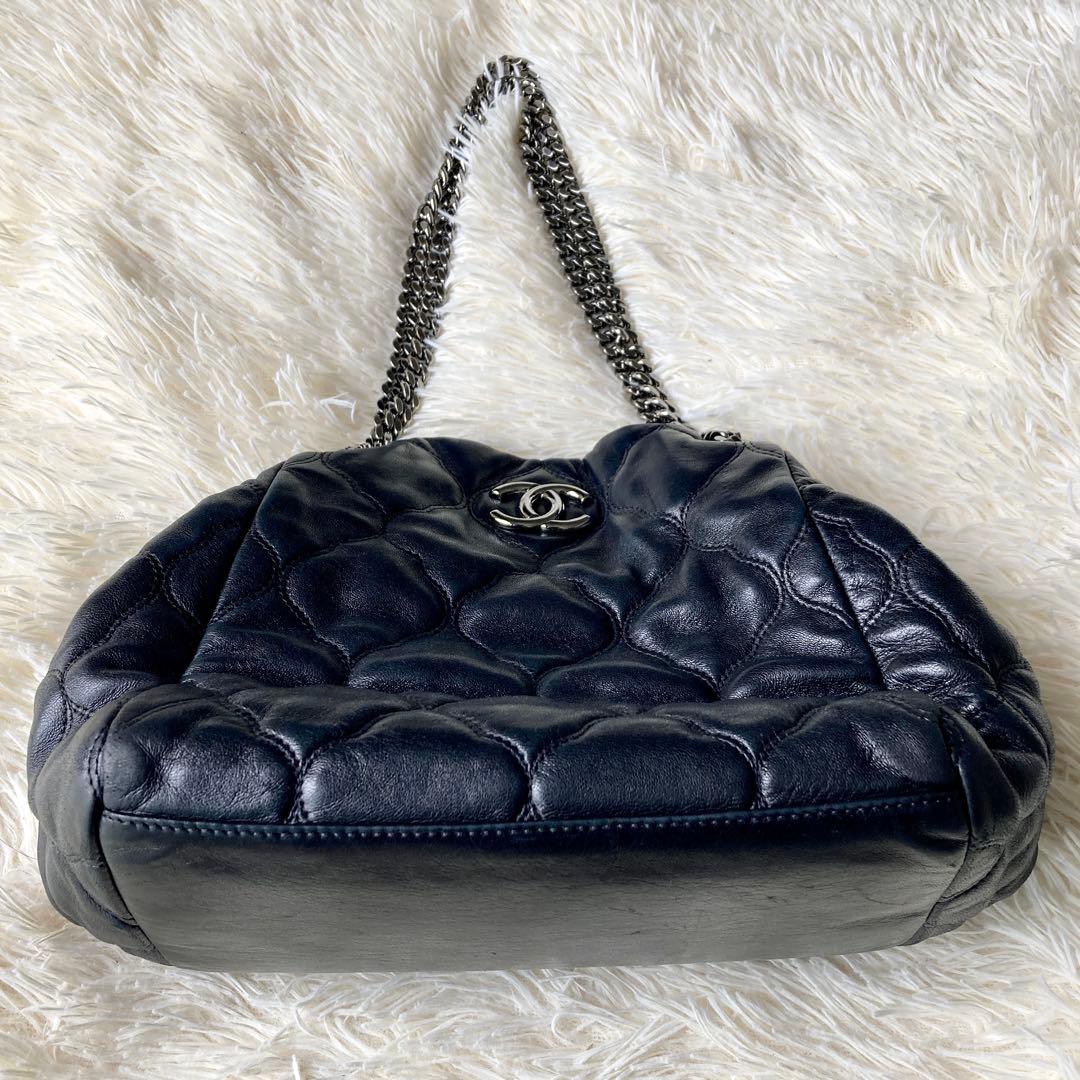 24万→CHANEL■ココ マトラッセ 2wayチェーンショルダーバッグ■黒×銀