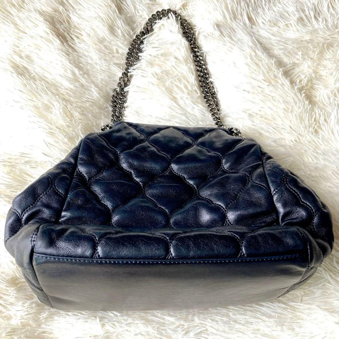 24万→CHANEL■ココ マトラッセ 2wayチェーンショルダーバッグ■黒×銀