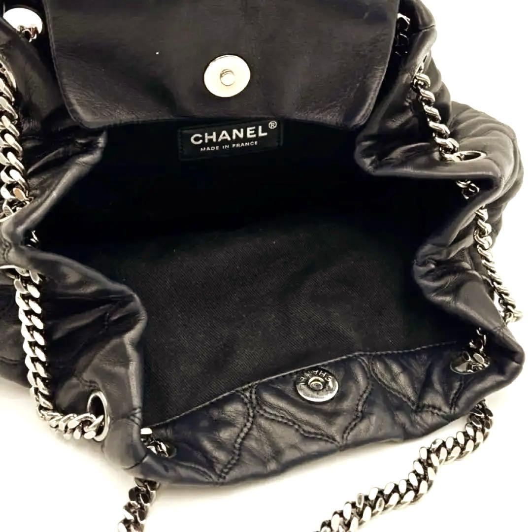 24万→CHANEL■ココ マトラッセ 2wayチェーンショルダーバッグ■黒×銀