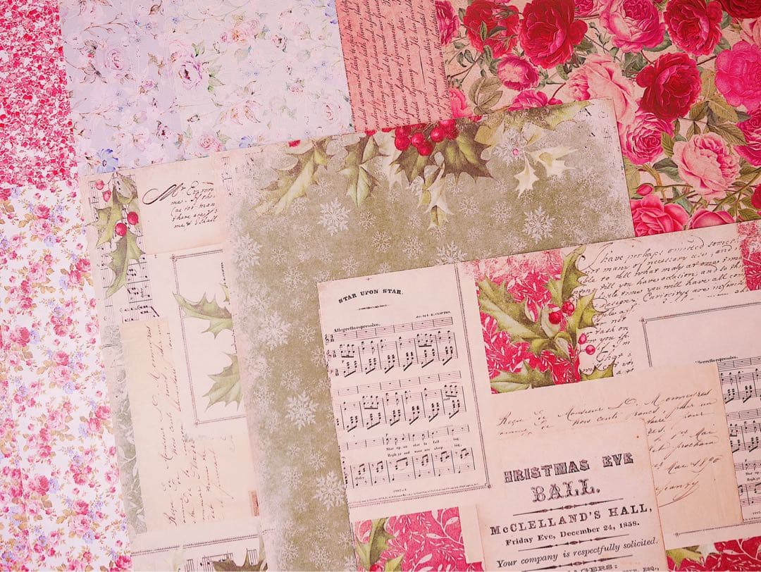 クリスマス系♡A4デザインペーパー50枚set♡おすそ分けファイル　コラージュ