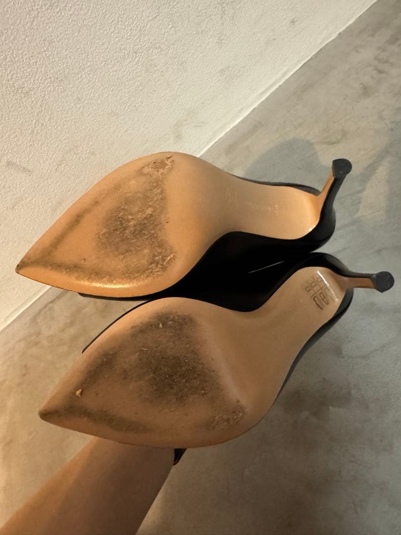 ブラックレザーオープントゥミュール　ジャンヴィトロッシ　35ハーフ