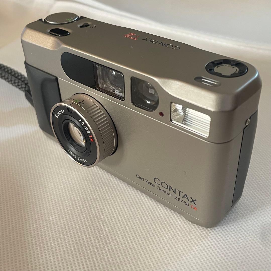 CONTAX T2 シルバー 作例あり 純正ストラップ付 高級フィルムカメラ