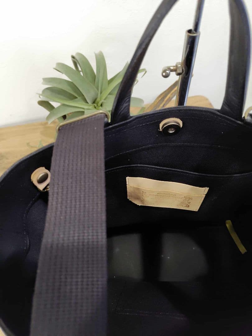 ミナペルホネン/タンバリンネイビー×LBがま口ポケット/A4トートリュック