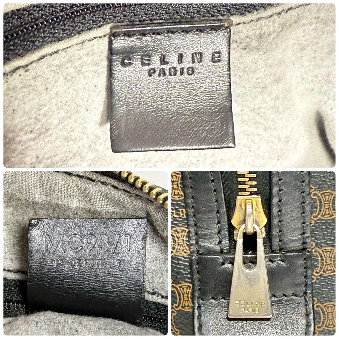 CELINE ヴィンテージ ミニボストンバッグ マカダム柄 ブラック 114