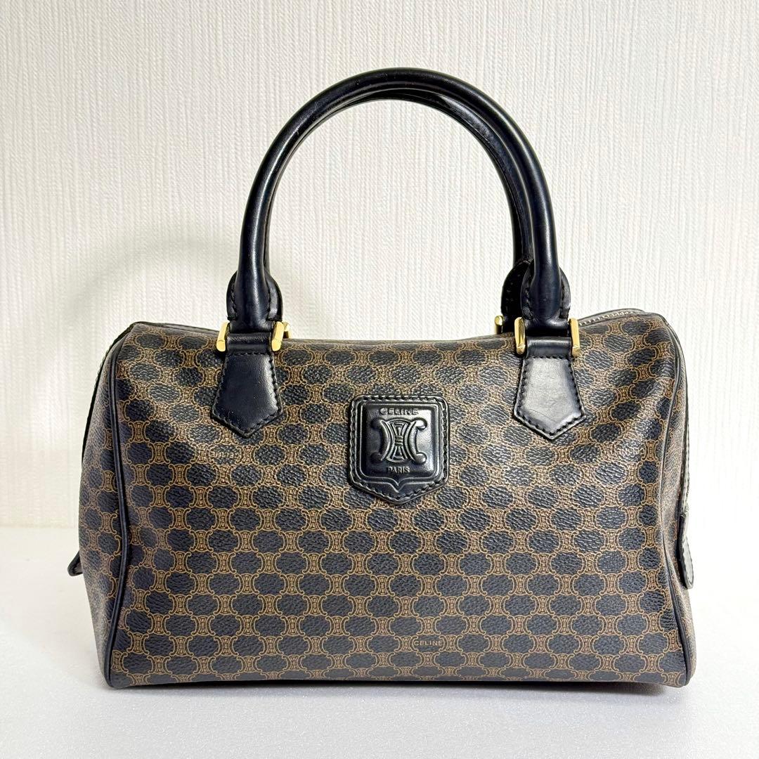 CELINE ヴィンテージ ミニボストンバッグ マカダム柄 ブラック 114